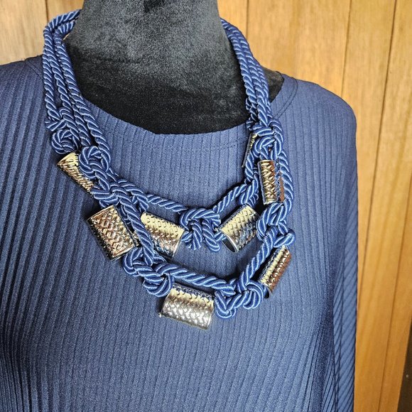 Gorgeous Dress Dark Navy by Verda Code 430101+ Gorgeous Necklace 2XL New Tag On - Picture 2 of 12